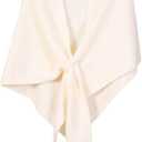 Winter Warm Shawl Wraps for Women Knitted Striped Knotted Cardigan Cape Soft Triangle Scarf Wrap Travel Elegant Tops Poncho (Beige)