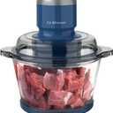 La Reveuse Food Processor,Electric Food Chopper with 7-Cup (1.7L) Glass Bowl, 4 Bi-Level Blades for Chopping,Grinding,Mincing,Whisking,Meal Prep,300W,Blue