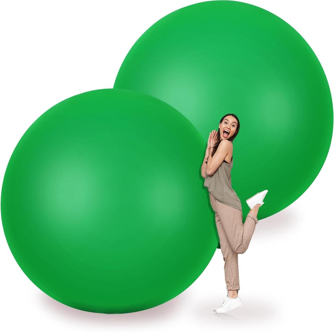 Leitee 2 Pcs 72 Inch Giant Balloons Round Latex Large Human Egg Jumbo Balloons Inflatable Air Decorations for Birthday Party Wedding Engagement(Green)