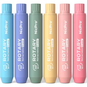 Nicpro 6 Pack Rotary Retractable Erasers, Soft TPE Twist Erasers in Cute Rainbow Colors, Clean Erasing Large Pencil Eraser for Students Kids, School Supplies, Office, Stationary, Drawing & Journaling