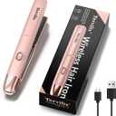 Terviiix Cordless Hair Straightener Portable Size, Max 430F Mini Hair Straightener & Curler 2 in 1 for Short Hair, Rechargeable Mini Flat Iron for Travel with Argan Oil Infused, 4500mAh Battery