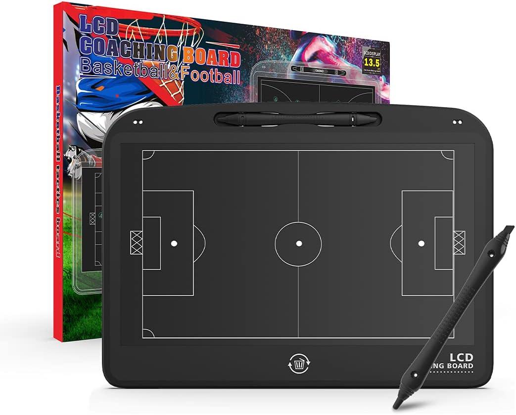 13.5 Inch LCD Basketball Coaching Board, Electronic Tactical Training Board Basketball Coach Board Football Coaching Equipment/Accessories Soccer Coach Gifts For Men Education Supplies Gift (Black)