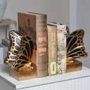 Vintage Brass Butterfly Bookends,Resin Book Ends for Shelves,Heavy Duty Decorative Bookends,Creative Book Stopper Holder Decor for Desk Home Office,Shelf Decoration,Gifts for Mother's Day