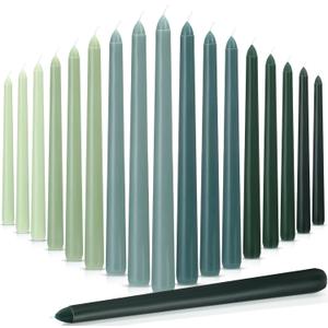 Nuanchu Taper Candles 10 Inch (H) Dripless Tapered Smokeless Long Tall Unscented Dinner Candle for Valentines Party Wedding Home Decor Candlesticks, Long Burning (Gradient Green)