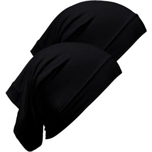 Loopeer 2 Pcs Hijab Undercaps No Slip for Women Islamic Muslim Hijab Cap Scarf for Turban Tube Neck Cover (Black)
