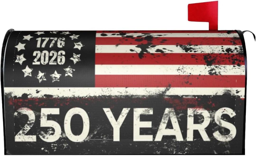 250 Years American Flag Welcome Magnetic Mailbox Cover, 250th Anniversary USA Patriotic Mailbox Wrap Decorative for Garden Yard Home 25.5x21 in