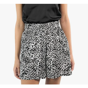 SANDY & SID 2025 Summer Womens Shorts Dressy Elastic Waist Pull On 5 Inch Inseam Pockets High Rise Stretchy Beach Casual Wear Size S Black / White