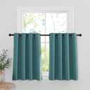 RYB HOME Blackout Tier Curtains for Kitchen - Sunlight Block Energy Efficient Thermal Insulated Drapes for Bedroom Kids Room Dining Foyer Window, 2 Pcs, 52-inch Width x 36-inch Length, Teal