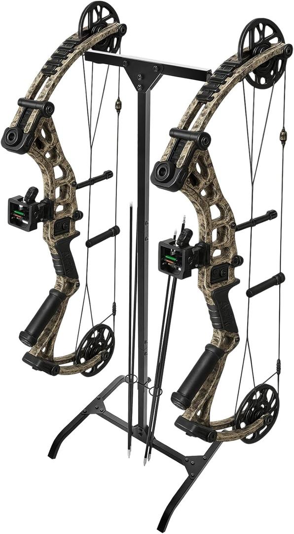 Duraaamo Archery Stand Crossbow and Compound Bow Stand Reliable Stable Lightweight Durable Portable Dual-Sided Versatile Archery Hard Surface Practice Hanger with Archer's Arrow Caddies Included