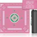 31.5 Inch Mahjong Mat for Table, 3MM Non-Slip & Noise Reduction Gaming Mat with Drawstring Bag, Perfect for Poker, Board Games, Card Games, Tile Games, and Dominoes (Pink)