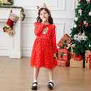 Toddler Girls Christmas Tulle Dress Sequin Princess Party Dresses Long Sleeve Xmas Clothes 2-6 Years (Red)