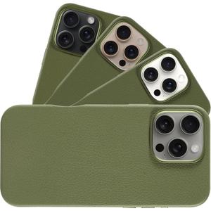 LONLI Urban - for iPhone 16 Pro Max Leather Case - European Genuine Pebbled Leather Phone Case - European Elegance, Modern Design - [Compatible with Magsafe] - Mountain Tree