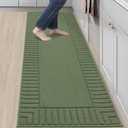 BEQHAUSE-Kitchen-Rugs-Non Slip-Kitchen-Mats-for-Floor Machine Washable Kitchen Rugs Absorbent Kitchen Carpet with TPR Non Skid Backing, Green, 24”x71”