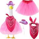 Lyreh Western Cowboy Porch Goose Outfit Set, Cowgirl Goose Clothes Costume Hat Bandana & Tutu Skirt for 23" Lawn Statue Outdoor Decorations Garden Yard Patio Decor (Rose Red)