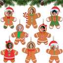 APUDWN 16 Pcs Gingerman Picture Frame Ornaments, Gingerbread Man Frame Crafts, Wooden Christmas Tree Hanging Ornaments for Home Tree Decorations Xmas Presents Keepsakes Party Supplies