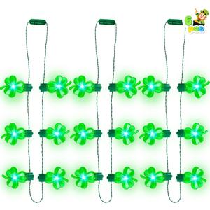 JOYIN 6 Pcs LED Shamrock Necklace Set, Light Up Green Lucky Clover Irish Shamrock Necklaces for St. Patrick's Day Party Favors Decorations Supplies