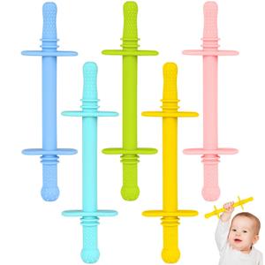 4 x Fu Store Hollow Teether Tube 5PCS Chew Straw Toy for Infant Toddlers Silicone Tubes Teething Toys for Babies 3-12 Months BPA Free/Freezable/Dishwasher and Refrigerator Safe