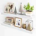 Fun Memories Floating Shelves for Wall, 36Inch Floating Shelves Set of 2, Hanging Shelf with Invisible Brackets, Bathroom Shelves for Living Room, Bedroom, Kitchen- White