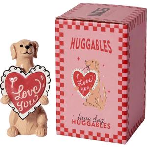 WDS WONDROUS Dog Figurine Light Up Valentine's Day Decoration, Valentine's Figurine Decor with I Love You Heart, Battery Powered Resin Dog Statue for Home Table Decor, Gift for Him Her Women