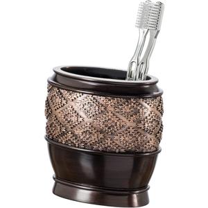 Creative Scents Dublin Brown Countertop Toothbrush Holders for Bathrooms - Decorative Tooth Brush Holder for Bathroom - Toothbrush Organizer for Regular or Electric Toothbrushes and Toothpaste