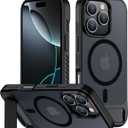 hitfine for iPhone 16 Pro Max Case with Kickstand,[Compatible with Magsafe] Slim Translucent Matte Military-Grade Protection & Anti-Yellowing,Magnetic Phone Case for iPhone 16 Pro Max, Black