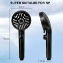 RV Shower Head with Hose, High Pressure 5 Mode Shower head Replacement, Shower Head for RV/Campers, Travel Trailer, Motorhome for Water Saving, Shower Head Holder and Hose, On Off Switch, Black