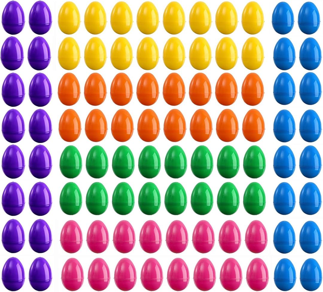 TOPZEA 96 Pack Plastic Easter Egg, 3" Surprise Easter Eggs Hinged Vibrant Empty Fillable Egg, Bulk Easter Basket Stuffers Stocking Fillers for Easter Egg Hunt, Party Favors, Carnival Prizes, 6 Color