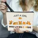 2 x JFEHBFL Corgi Gifts for Corgi Lovers, Corgi Dog Makeup Bag, Birthday Decoration Cosmetic Pouch, Just A Girl Who Loves Corgis Pouch, Zipper Travel Cosmetic Bag