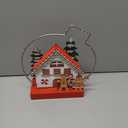 Christmas Tabletop Decoration, Wooden Lighted Gingerbread House Ornaments, Battery Operated Christmas Indoor Fireplace Home Table Decorations