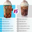 Neoprene Insulated Cup Sleeve for Iced Coffee, Hot & Cold Beverages  Reusable, Washable Drink Holder Cup Sleeve  Anti-Slip, Eco-Friendly, Multi-Color Design (PYRAMID, LARGE)