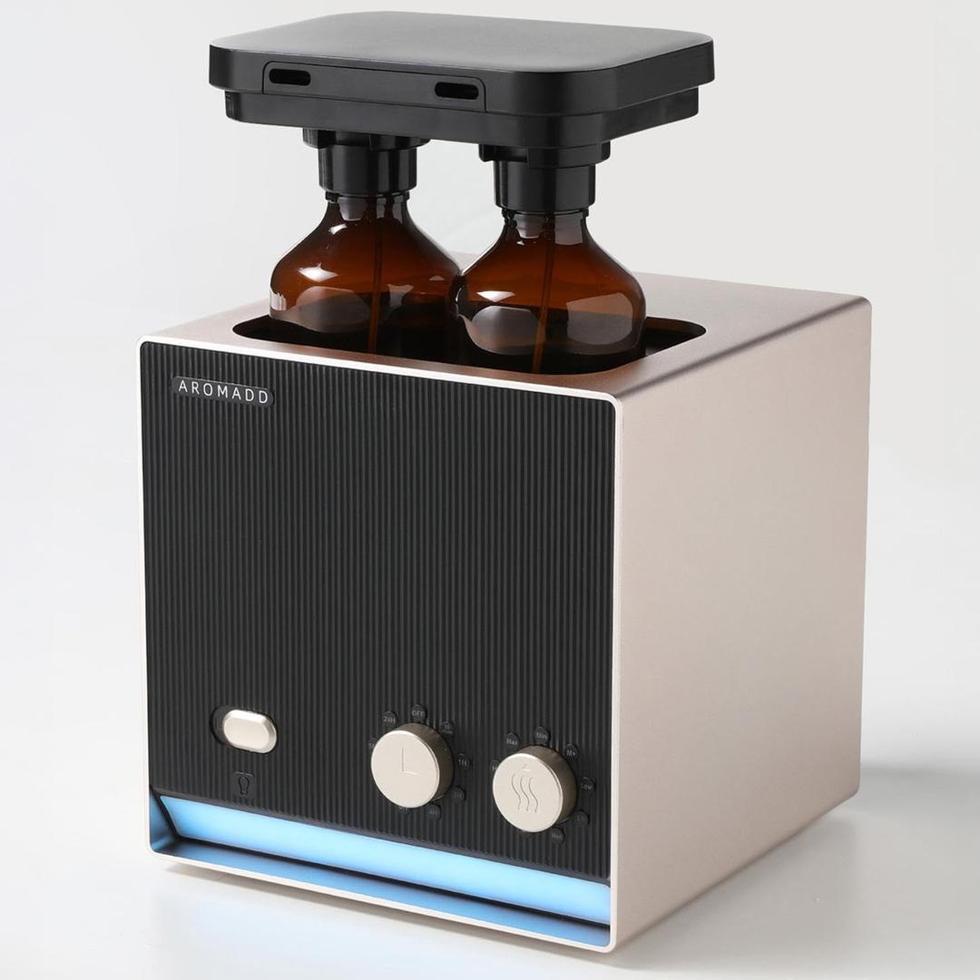 Smart Aroma Dual-Scent Waterless Essential Oil Diffuser, Cold Air Tech Scent Air Machine for 2000 Sq Ft, 2200ml Hotel Collection Diffuser for Home & Office (Gold Titanium, Two Scents)