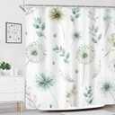 Dandelion Botanical Shower Curtain for Bathroom Decor 72Wx72H Plants Eucalyptus Sage Green Leaf Watercolor Spring Botany Nature Art Printed Fabric Polyester Waterproof 12 Pack Plastic Hooks
