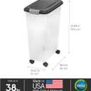 IRIS USA Airtight Dog Food Storage Container, Up to 38 lbs, Attachable Wheels, For Dog Cat Bird and Other Pet Food Storage Bin, Keep Fresh, Translucent Body, Easy Mobility, Black