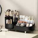 Makeup Organizer Countertop Rotating Makeup Organizer for Vanity Large Capacity Cosmetic Display Case with Makeup Brush Holder Cosmetic Organizer CountertopBlack (1 Tier)