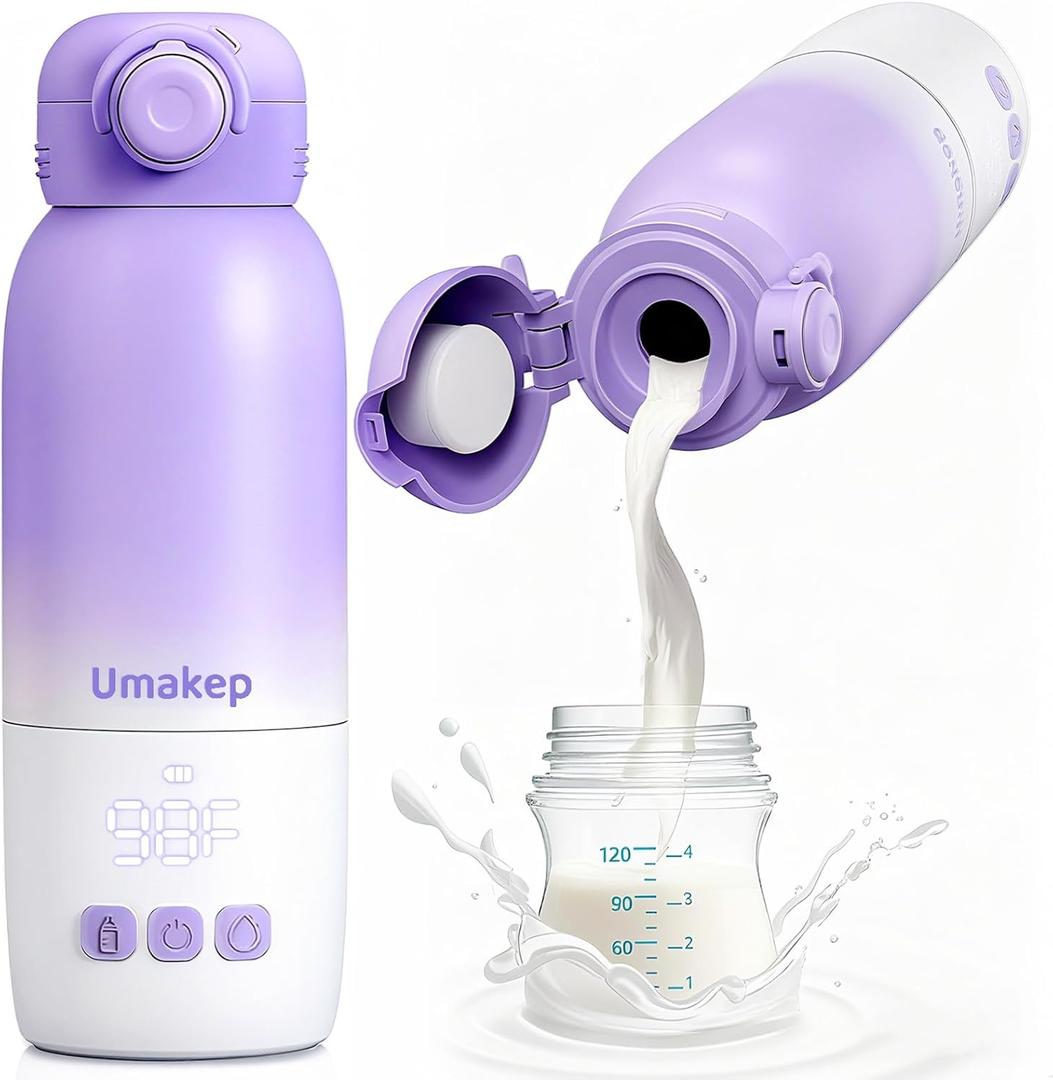 Portable Bottle Warmer for Travel - 12oz Cordless Milk Warmer, Dual Heating Modes for Breast Milk & Water, Fast Heating Smart Temperature Control, Ideal for Outdoor, Car, and Nighttime Feeding
