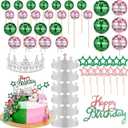 50 Pcs Witch Princess Theme Birthday Party Supplies Witch Party Favors Disco Ball Cake Toppers Accessories Pink and Green Decorations(Princess Crown)