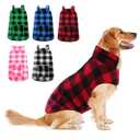 ASENKU Dog Winter Coat, Fleece Doggie Jacket Plaid Reversible Vest Waterproof Windproof Cold Weather Clothes for Small Medium Large Dogs(Red, M)