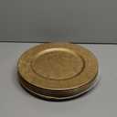 ZOOFOX 12 Pack Gold Charger Plates, 13" Plastic Round Antique Plate Charger for Dinner Plates, Floral Charger Plates for Wedding Dinner Party Table Setting Decor