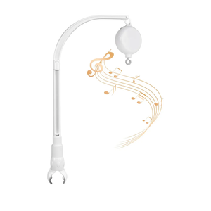 White Crib Mobile arm with Mobile Music Box Spinner, Bassinet Mobile Clip on Crib, Baby Crib Mobile arm with Crib Mobile Motor, Volume Control (Rotating only，Music only, Rotation & Music)