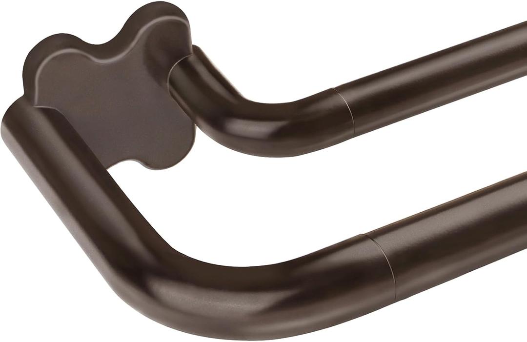 Bronze Double Curtain Rods, USFOOK Blackout Wrap Around Curtain Rods for Windows 32 to 58 Inch, 6/8 Inch Room Darkening Drapery Rod, Decorative Poles for Home Decor