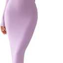 PUMIEY Women's Square Neck Long Sleeve Maxi Dress Ribbed Bodycon Dresses for Women Soft Lounge Dress L