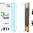 amFilm Auto-Alignment OneTouch for Samsung Galaxy S25 Ultra 6.9" Screen Protector + Camera Lens Protector, Tempered Glass, 30 seconds Installation, Bubble Free, Case Friendly, Anti-Scratch [2+2 Pack]
