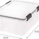 IRIS USA WeatherPro 31 Qt Storage Bins with Lids, 6 Pack, BPA-Free Plastic Gasket Box with Tight Latch and Seal, Stackable Nestable Tote Tub - Clear/Black