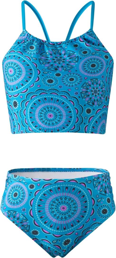 Angel season Girls Swimsuit Bikini Set Two Piece Tankini Bathing Suit Teens High Waisted Beach Swimwear Cute Size 13-14