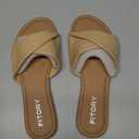 FITORY Women's Flat Sandals Fashion Slides With Soft Leather Slippers for Summer Size 7