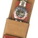 Leather Watch Pouch - Portable Travel Pouch with Suede Lining and Leather Inserts, Single Watch Case for Lovers Gift (Brown)