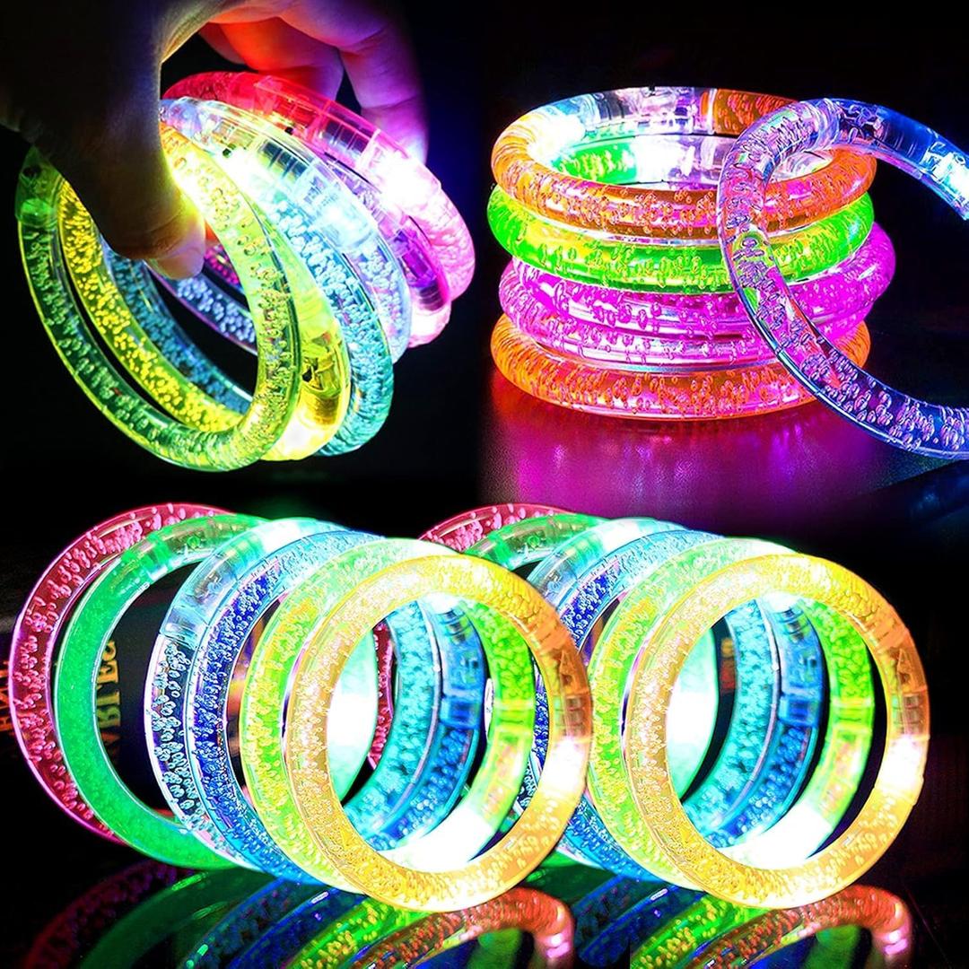 30 Pack LED Light Up Bracelets Glow in The Dark Halloween Party Supplies,Colorful Flashing Bracelet Light Up Toys Birthday Gifts Goodie Bags Fillers Pool Halloween Party Favors Toys Classroom