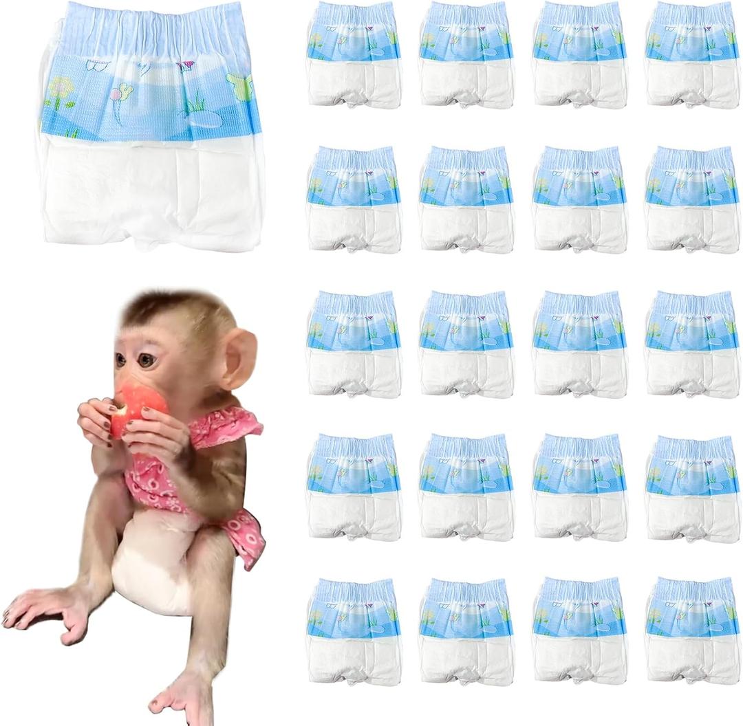 Disposable Monkey Diapers,Marmoset Diapers with Adjustable Elastic Waistline,Monkey Diapers for Pet Monkeys,Ultra Absorbent Leak-Proof,For Marmosetscapuchin Monkeysproboscis Monkey Etc.(20PCS) (xxs)