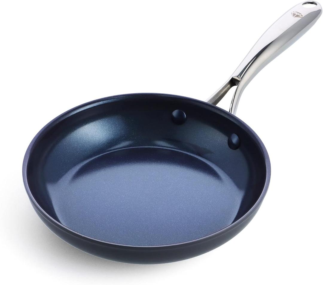 Blue Diamond Cookware Hard Anodized Ceramic Nonstick, 8" Frying Pan Skillet, PFASFree, Dishwasher Safe, Oven Safe, Grey