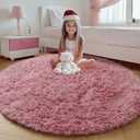 ONASAR Blush Round Area Rugs 4ft for Bedroom Living Room, Fluffy Circle Rug for Kids Girls Boys Teen, Soft Plush Shaggy Carpet for Nursery Dorm Classroom Playroom Home Decor Aesthetic